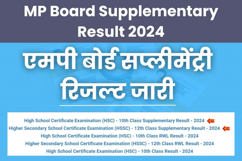 MP Board 10th, 12th Supplementary Result 2024