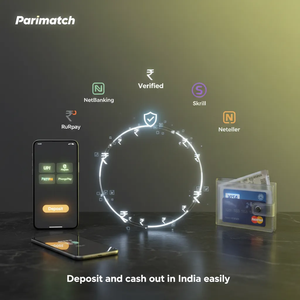 Deposit and cash outoptions at Parimatch App in India with UPI, Paytm, PhonePe, GPay, NetBanking, RuPay, cards