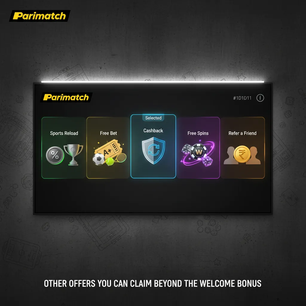 Parimatch offers beyond welcome for members: sports reloads, acca free bets, weekly cashback, casino spins, refer-a-friend.
